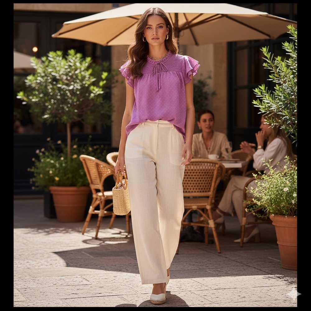 Purple Ruffled Women's Blouse